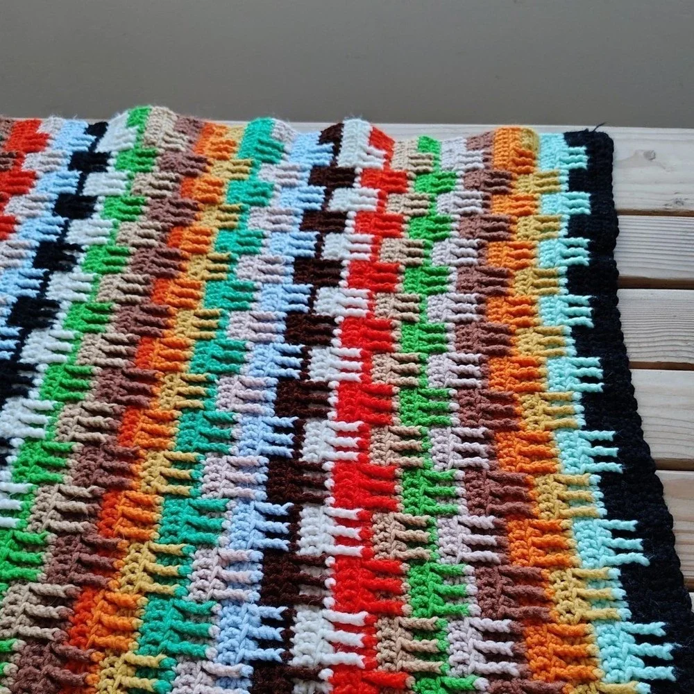 Afghan Blanket‎ Throw Hand Made Crochet Granny Square 44
